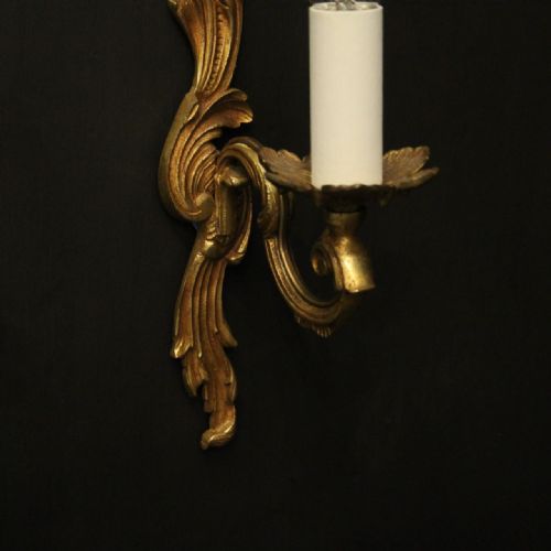 FRENCH PAIR OF GILDED SINGLE ARM WALL LIGHTS - ADDITIONAL PHOTO 6