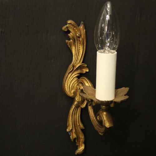 FRENCH PAIR OF GILDED SINGLE ARM WALL LIGHTS - ADDITIONAL PHOTO 7