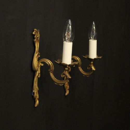 FRENCH PAIR OF GILDED SINGLE ARM WALL LIGHTS - ADDITIONAL PHOTO 9