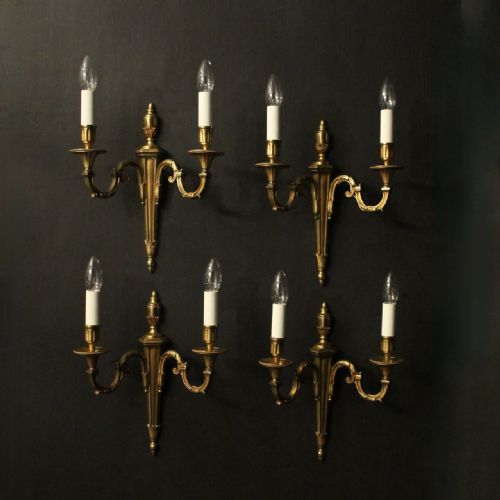 french set of 4 gilded antique wall lights - CATEGORY: ANTIQUE LIGHTING - DATED 1920
