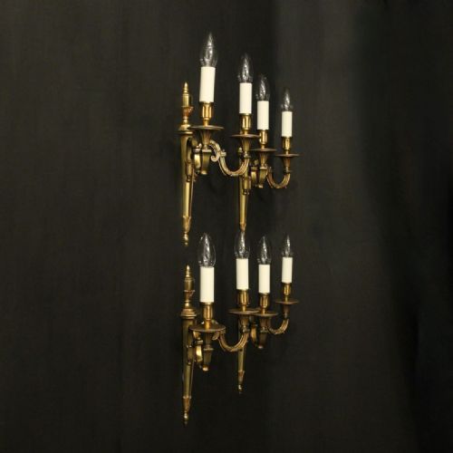 FRENCH SET OF 4 GILDED ANTIQUE WALL LIGHTS - ADDITIONAL PHOTO 9
