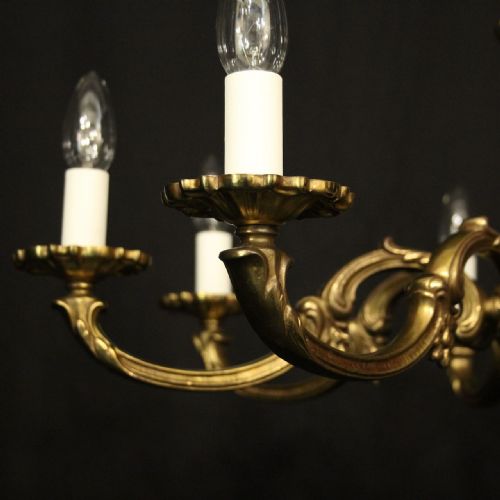 FRENCH GILDED BRASS 8 LIGHT CHANDELIER - ADDITIONAL PHOTO 3