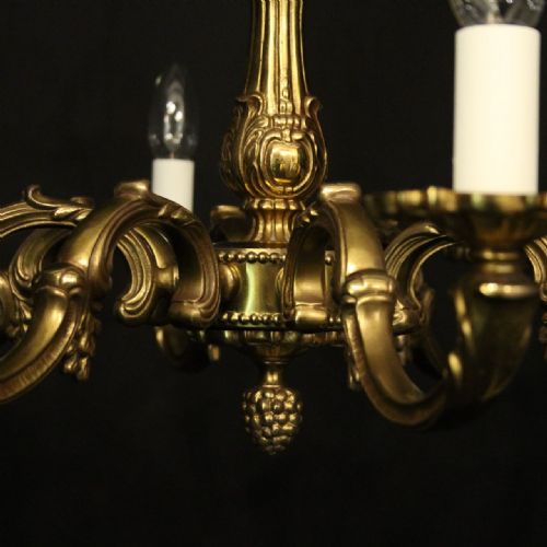 FRENCH GILDED BRASS 8 LIGHT CHANDELIER - ADDITIONAL PHOTO 4