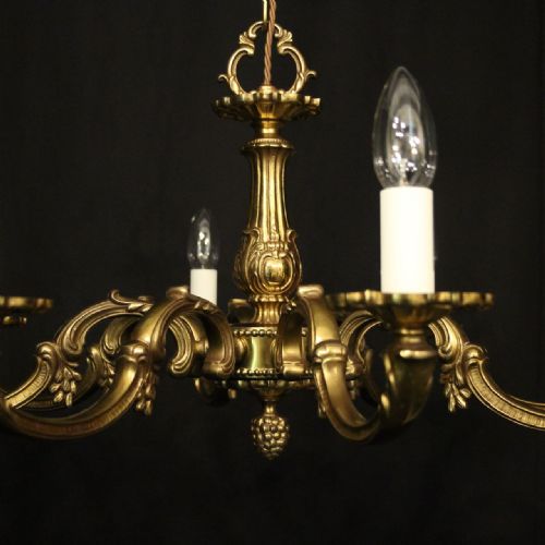 FRENCH GILDED BRASS 8 LIGHT CHANDELIER - ADDITIONAL PHOTO 5