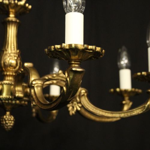 FRENCH GILDED BRASS 8 LIGHT CHANDELIER - ADDITIONAL PHOTO 6