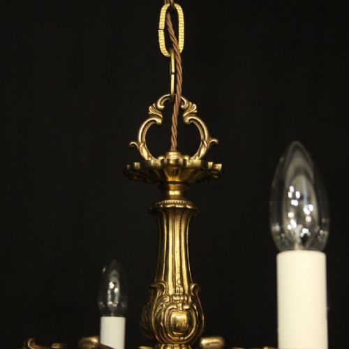 FRENCH GILDED BRASS 8 LIGHT CHANDELIER - ADDITIONAL PHOTO 7