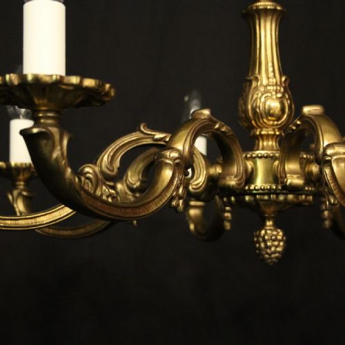 FRENCH GILDED BRASS 8 LIGHT CHANDELIER - ADDITIONAL PHOTO 8