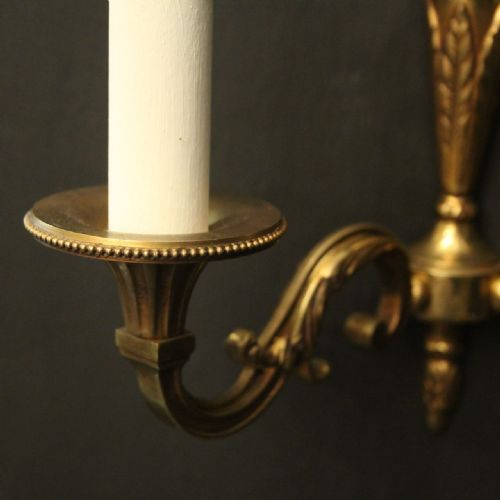 FRENCH PAIR OF GILDED ANTIQUE WALL LIGHTS - ADDITIONAL PHOTO 2