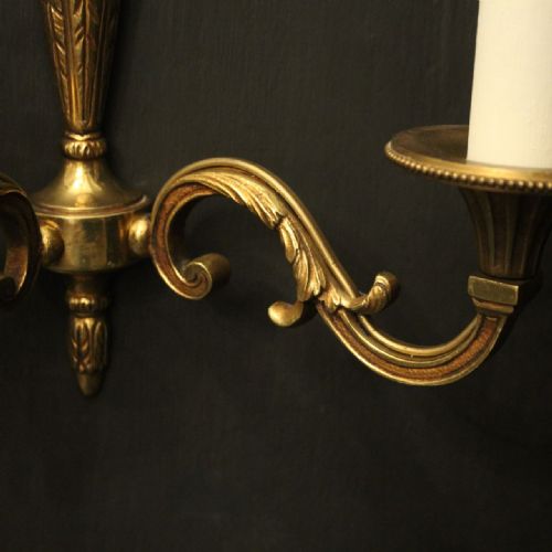 FRENCH PAIR OF GILDED ANTIQUE WALL LIGHTS - ADDITIONAL PHOTO 3
