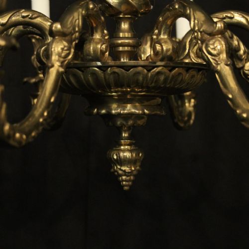FRENCH PAIR GILDED BRONZE 8 LIGHT ANTIQUE CHANDELIERS - ADDITIONAL PHOTO 8