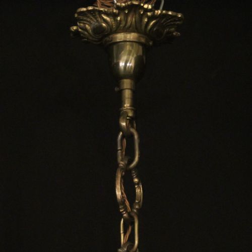 FRENCH PAIR GILDED BRONZE 8 LIGHT ANTIQUE CHANDELIERS - ADDITIONAL PHOTO 9