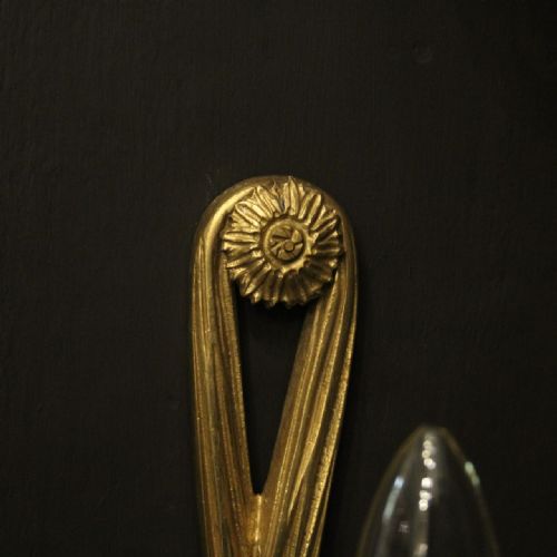 FRENCH SET OF 4 GILDED BRASS ROPE TRIPLE ARM WALL LIGHTS - ADDITIONAL PHOTO 8