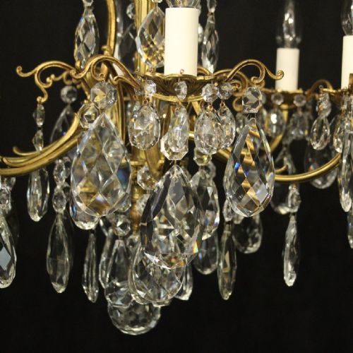 FRENCH GILDED BRONZE CRYSTAL 6 LIGHT ANTIQUE CHANDELIER - ADDITIONAL PHOTO 1