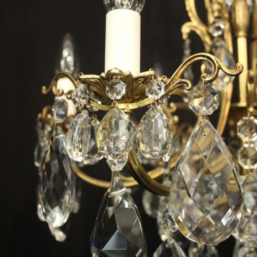 FRENCH GILDED BRONZE CRYSTAL 6 LIGHT ANTIQUE CHANDELIER - ADDITIONAL PHOTO 5