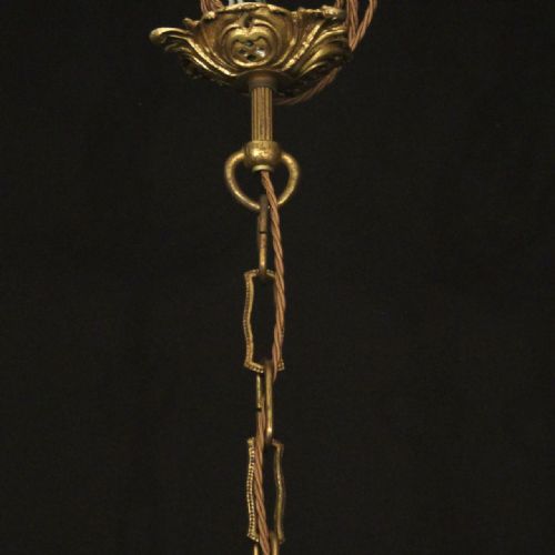FRENCH GILDED BRONZE CRYSTAL 6 LIGHT ANTIQUE CHANDELIER - ADDITIONAL PHOTO 9