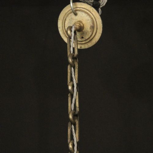 ENGLISH SILVERED BRONZE 6 LIGHT ANTIQUE CHANDELIER - ADDITIONAL PHOTO 9