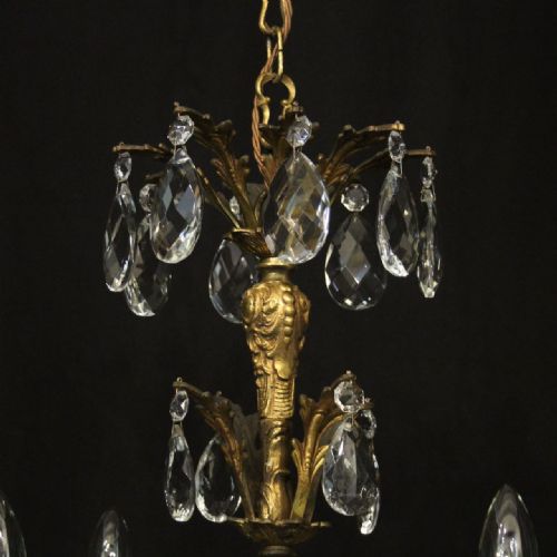 ITALIAN 12 LIGHT GILDED BRONZE CRYSTAL ANTIQUE CHANDELIER - ADDITIONAL PHOTO 8