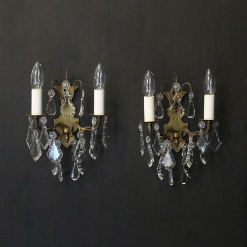 french small pair of gilded twin arm wall lights - CATEGORY: ANTIQUE LIGHTING - DATED 1930