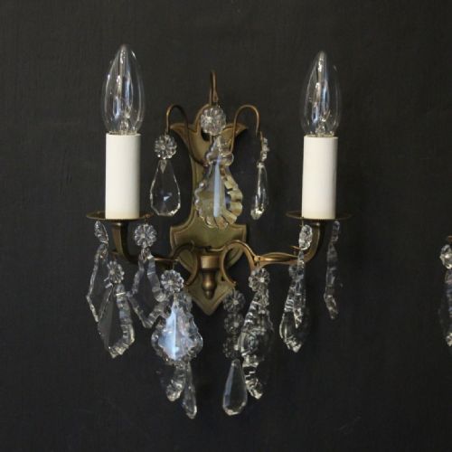 FRENCH SMALL PAIR OF GILDED TWIN ARM WALL LIGHTS - ADDITIONAL PHOTO 1