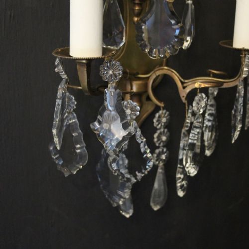 FRENCH SMALL PAIR OF GILDED TWIN ARM WALL LIGHTS - ADDITIONAL PHOTO 4