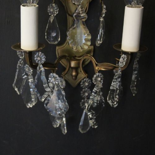 FRENCH SMALL PAIR OF GILDED TWIN ARM WALL LIGHTS - ADDITIONAL PHOTO 5