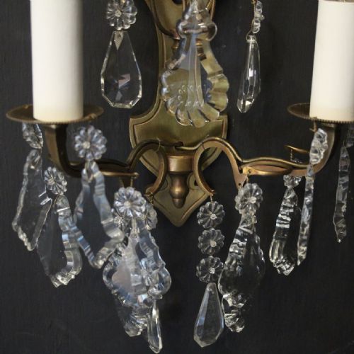 FRENCH SMALL PAIR OF GILDED TWIN ARM WALL LIGHTS - ADDITIONAL PHOTO 6