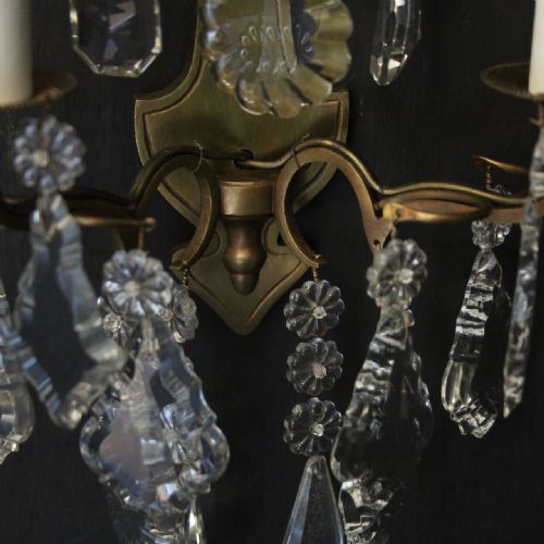 FRENCH SMALL PAIR OF GILDED TWIN ARM WALL LIGHTS - ADDITIONAL PHOTO 7
