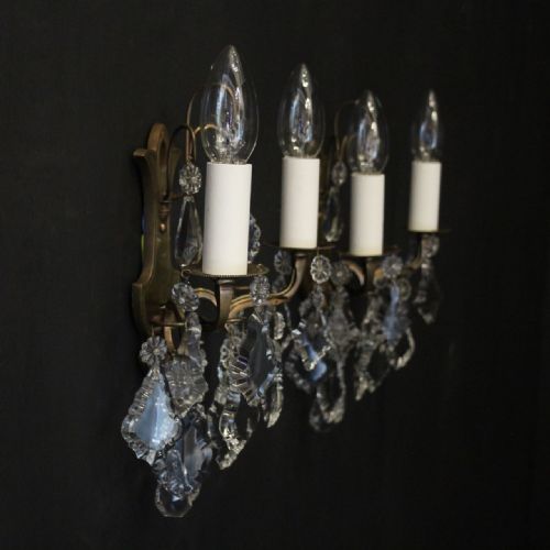 FRENCH SMALL PAIR OF GILDED TWIN ARM WALL LIGHTS - ADDITIONAL PHOTO 9
