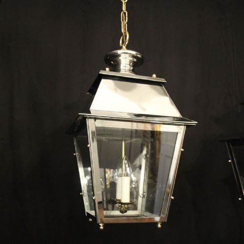 FRENCH PAIR OF TWIN LIGHT STEEL BRASS LANTERNS - ADDITIONAL PHOTO 1
