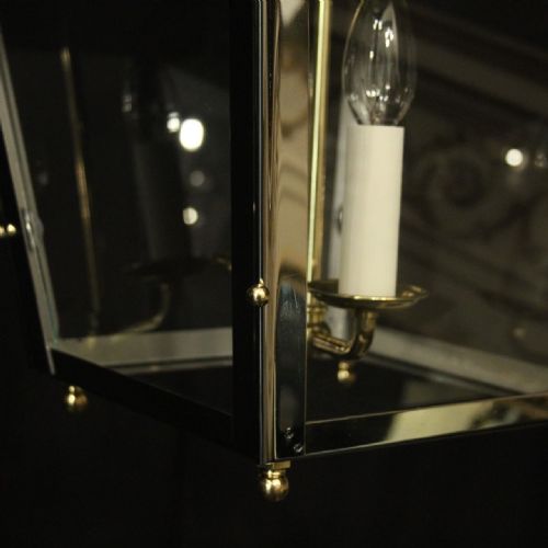 FRENCH PAIR OF TWIN LIGHT STEEL BRASS LANTERNS - ADDITIONAL PHOTO 7