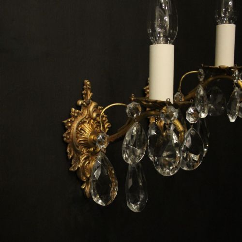FRENCH PAIR OF GILDED SINGLE ARM ANTIQUE WALL LIGHTS - ADDITIONAL PHOTO 5