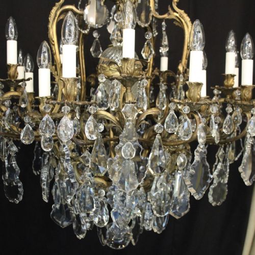 FRENCH ORNATE GILDED BRONZE 20 LIGHT ANTIQUE CHANDELIER - ADDITIONAL PHOTO 1