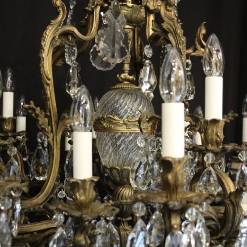 FRENCH ORNATE GILDED BRONZE 20 LIGHT ANTIQUE CHANDELIER - ADDITIONAL PHOTO 2