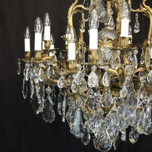 FRENCH ORNATE GILDED BRONZE 20 LIGHT ANTIQUE CHANDELIER - ADDITIONAL PHOTO 4