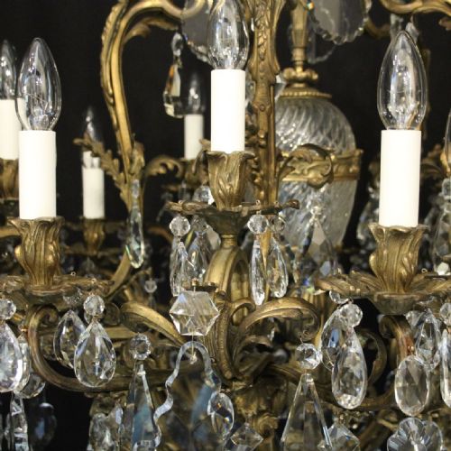 FRENCH ORNATE GILDED BRONZE 20 LIGHT ANTIQUE CHANDELIER - ADDITIONAL PHOTO 5