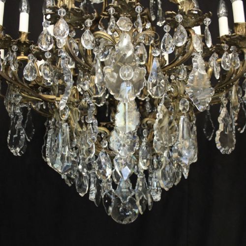 FRENCH ORNATE GILDED BRONZE 20 LIGHT ANTIQUE CHANDELIER - ADDITIONAL PHOTO 7