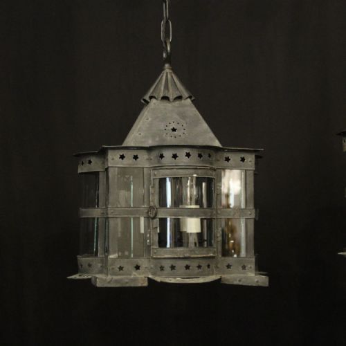 ENGLISH PAIR OF ARTS CRAFTS 4 LIGHT LANTERNS - ADDITIONAL PHOTO 1