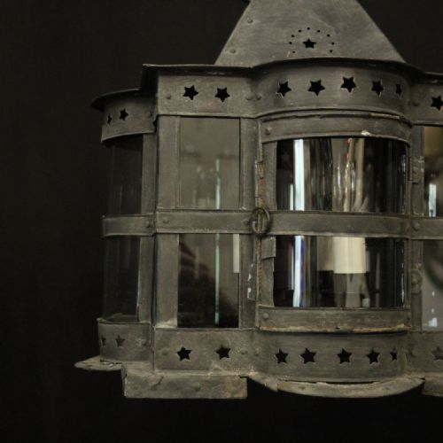 ENGLISH PAIR OF ARTS CRAFTS 4 LIGHT LANTERNS - ADDITIONAL PHOTO 5