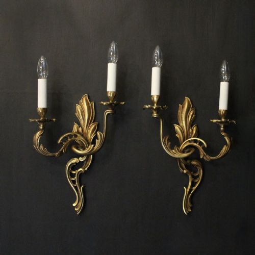 french pair of gilded bronze antique wall lights - CATEGORY: ANTIQUE LIGHTING - DATED 1920