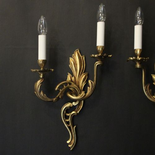 FRENCH PAIR OF GILDED BRONZE ANTIQUE WALL LIGHTS - ADDITIONAL PHOTO 2