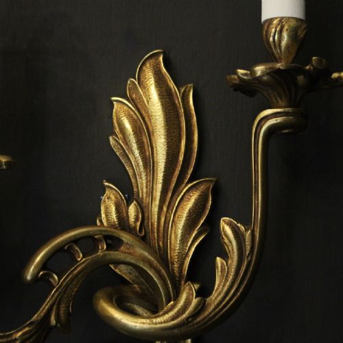 FRENCH PAIR OF GILDED BRONZE ANTIQUE WALL LIGHTS - ADDITIONAL PHOTO 4