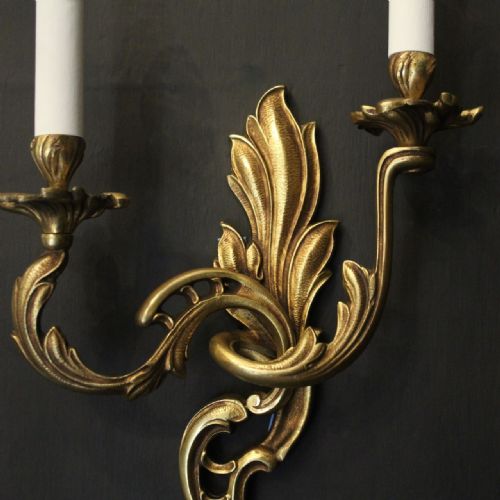 FRENCH PAIR OF GILDED BRONZE ANTIQUE WALL LIGHTS - ADDITIONAL PHOTO 5