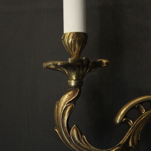 FRENCH PAIR OF GILDED BRONZE ANTIQUE WALL LIGHTS - ADDITIONAL PHOTO 6