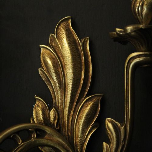 FRENCH PAIR OF GILDED BRONZE ANTIQUE WALL LIGHTS - ADDITIONAL PHOTO 8