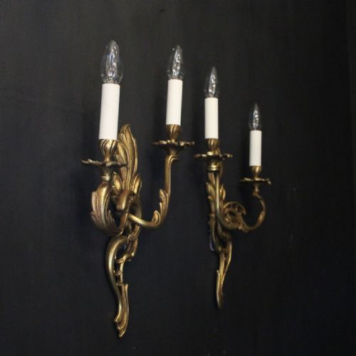 FRENCH PAIR OF GILDED BRONZE ANTIQUE WALL LIGHTS - ADDITIONAL PHOTO 9