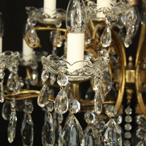 ITALIAN GILDED 16 LIGHT CRYSTAL ANTIQUE CHANDELIER - ADDITIONAL PHOTO 4