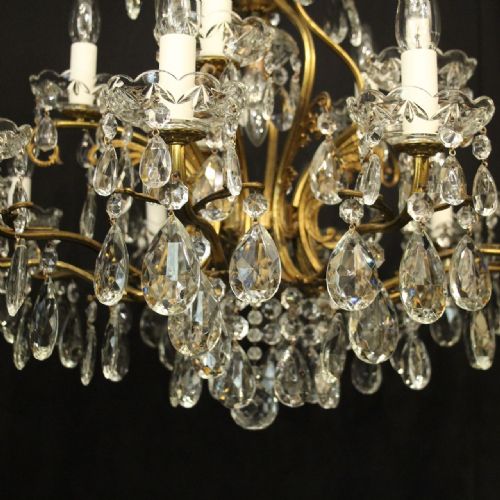ITALIAN GILDED 16 LIGHT CRYSTAL ANTIQUE CHANDELIER - ADDITIONAL PHOTO 6