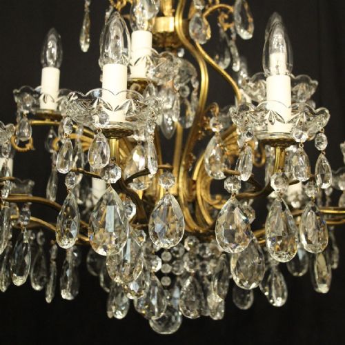 ITALIAN GILDED 16 LIGHT CRYSTAL ANTIQUE CHANDELIER - ADDITIONAL PHOTO 7