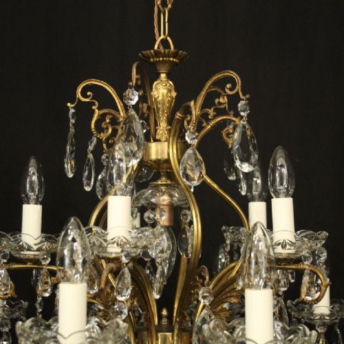 ITALIAN GILDED 16 LIGHT CRYSTAL ANTIQUE CHANDELIER - ADDITIONAL PHOTO 8