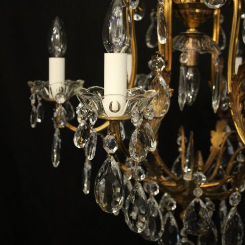 FRENCH GILDED CRYSTAL 7 LIGHT BIRDCAGE ANTIQUE CHANDELIER - ADDITIONAL PHOTO 2